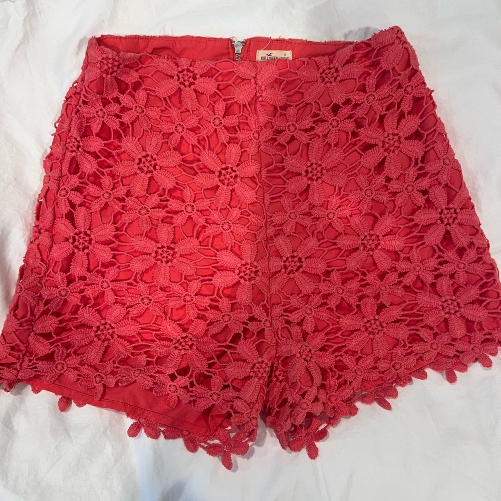 Hollister coral lace shorts